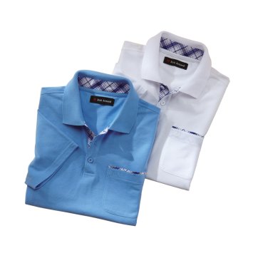 Poloshirt met contrastbeleg in set van 2 Set