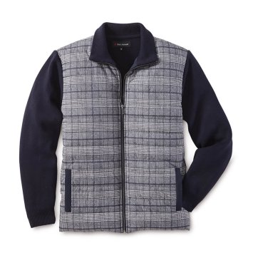 Gebreid vest in materiaalmix