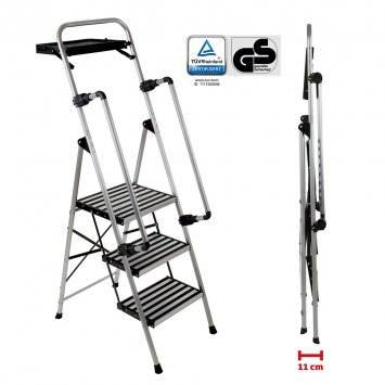 Stalen veiligheidstrap met 3 treden (staalconstructie, gewicht ca. 8,5 kg)