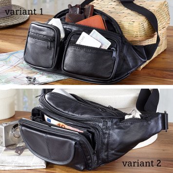 Leren heuptasje met 6 vakken