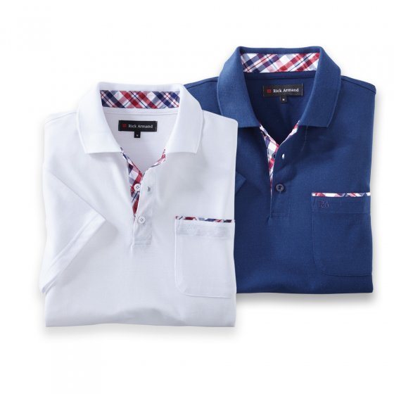 Poloshirt met contrastbeleg Set van 2 stuks 