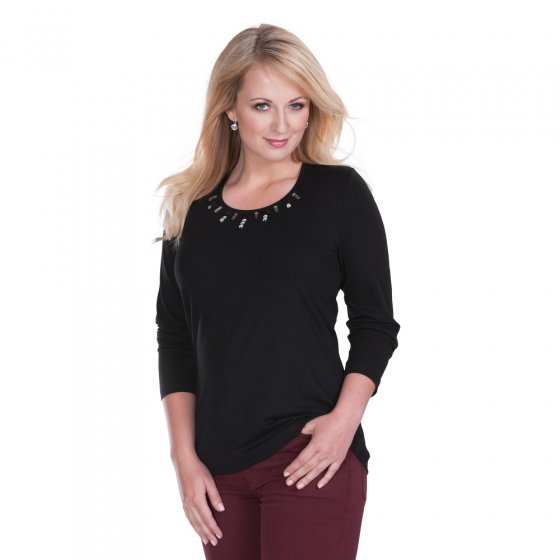 Rundhals-Shirt,schwarz 