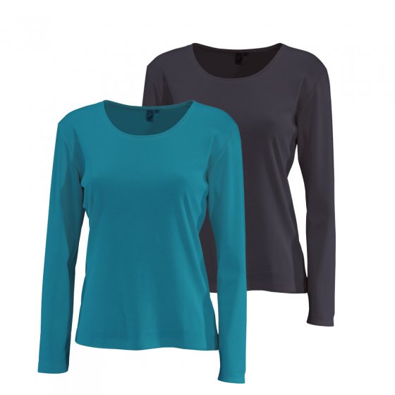 Langarmshirt Doppelpa.,sw+ecru 