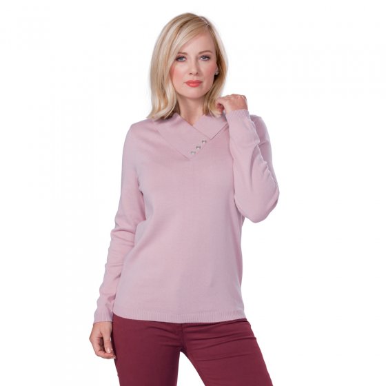 V-Pullover m. Zierknöpfe,rose 
