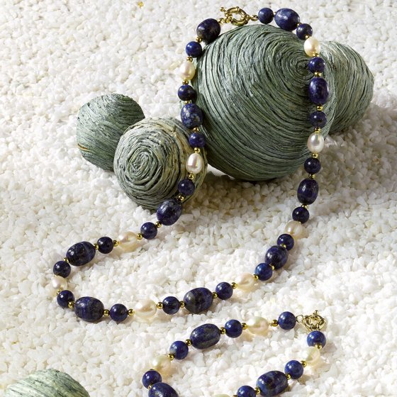 Lapis lazuli gekweekte parels sieraad