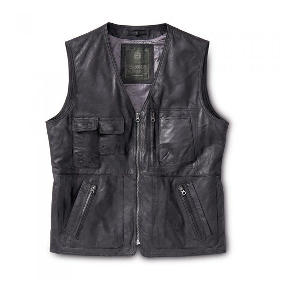 Leren gilet met veel zakken 