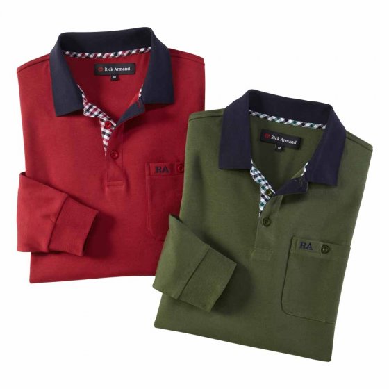 Sportief interlockshirt als set 3XL (64/66) | Donker rood#Donkergroen
