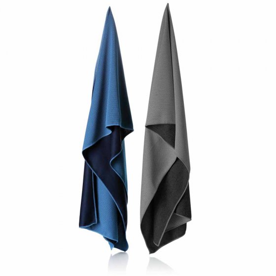 Verkoelende handdoek set van 2 blauw/grijs