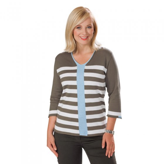 V-Pullover,braun-blau,36/38(S) 