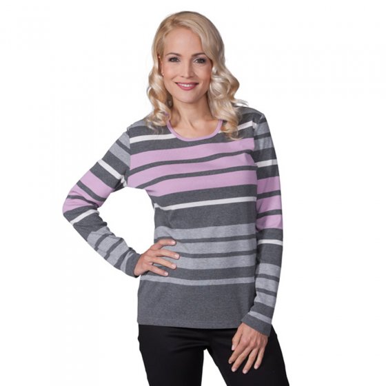 Langarmshirt gestreift Gra./Ro 