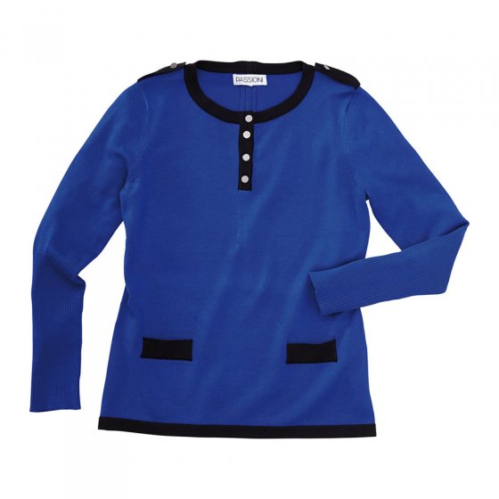 Rundhals-Pullover m.Ziertasch. 