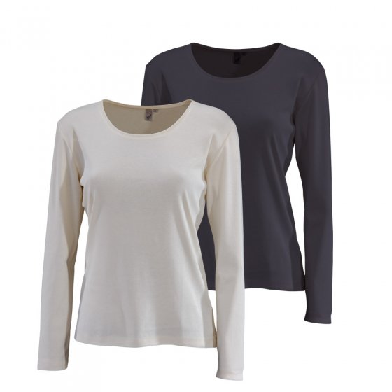 Langarmshirt Doppelpa.,sw+ecru 