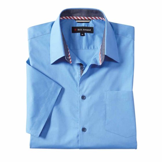 Stretch-overhemd met contrasten 3XL (47/48) | Lichtblauw