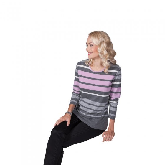Langarmshirt gestreift Gra./Ro 