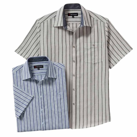 Jaquard overhemd als set 3XL (47/48) | Blauw#Zwart