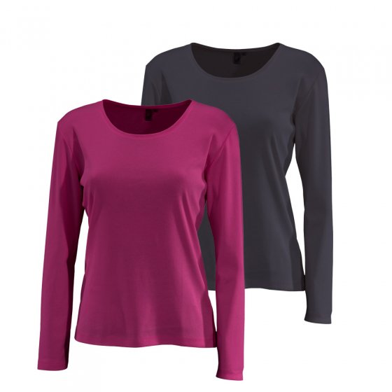 Langarmshirt Doppelpa.,sw+ecru 