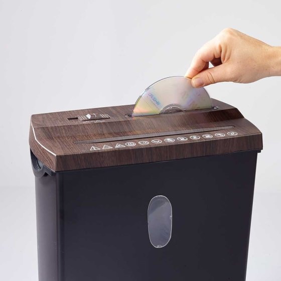 Multifunctionele papierversnipperaar in houtlook 