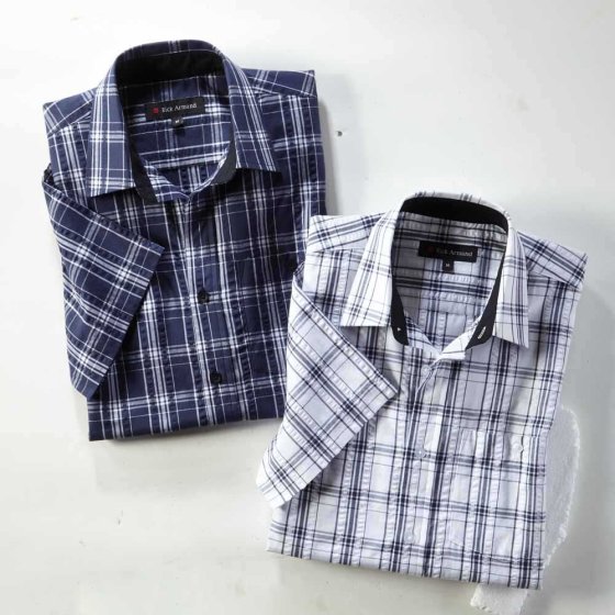 Gemakkelijk te onderhouden overhemd van seersucker als set XL (43/44) | Wit#Marine