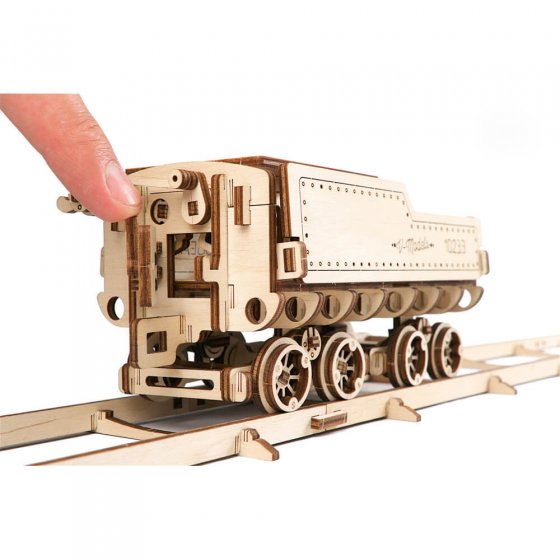Houten schaalmodel 'Stoomlocomotief met tender' 
