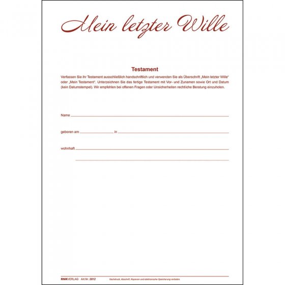 Map "Mijn laatste will" 