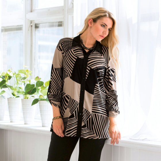 Bluse,schwarz/beige,38/40 